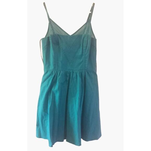 Jessica Simpson Women's Size 4 Blue V-Neck Tie Spaghetti Flare Dress - Picture 4 of 6